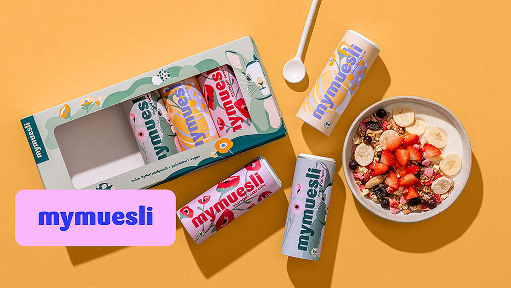 Abbildung: Müsli; Logo: mymuesli