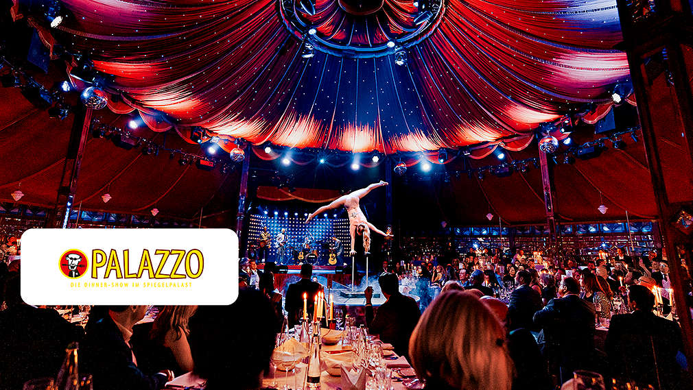 Abbildung: Festzelt; Logo: Palazzo