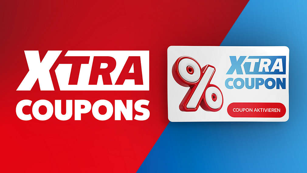 XTRA Coupon; Beispielcoupon mit Prozentzeichen und Button „Coupon aktivieren“