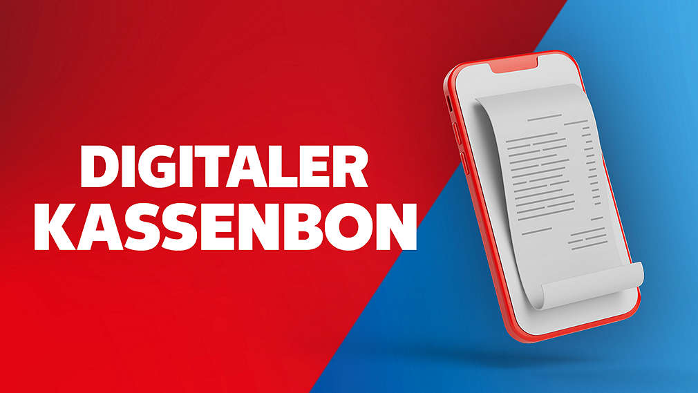 Digitaler Kassenbon; Kassenbon, der aus einem Handy kommt