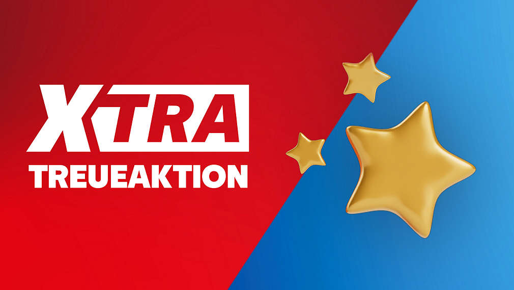 Schriftzug: XTRA Treueaktion; Abbildung: Sterne