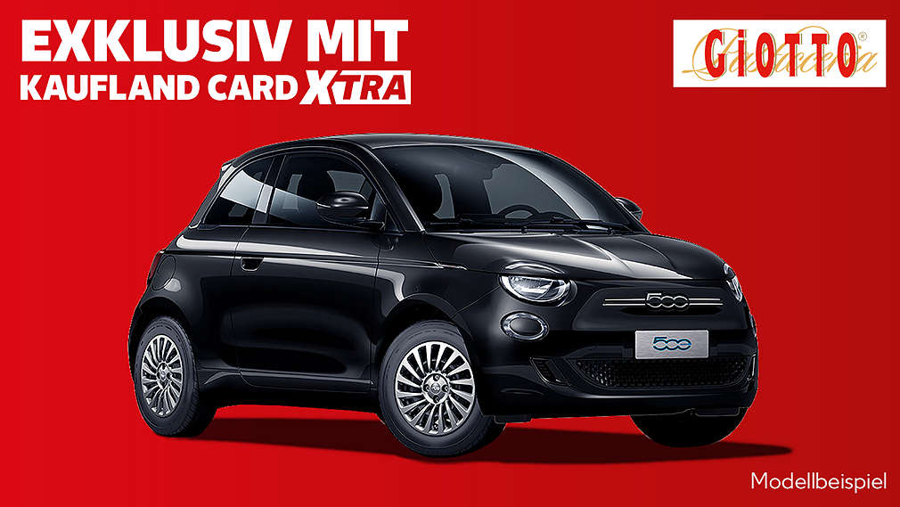 Logo Giotto; Schriftzug „Exklusiv mit Kaufland Card XTRA“; beispielhafte Abbildung des Gewinns