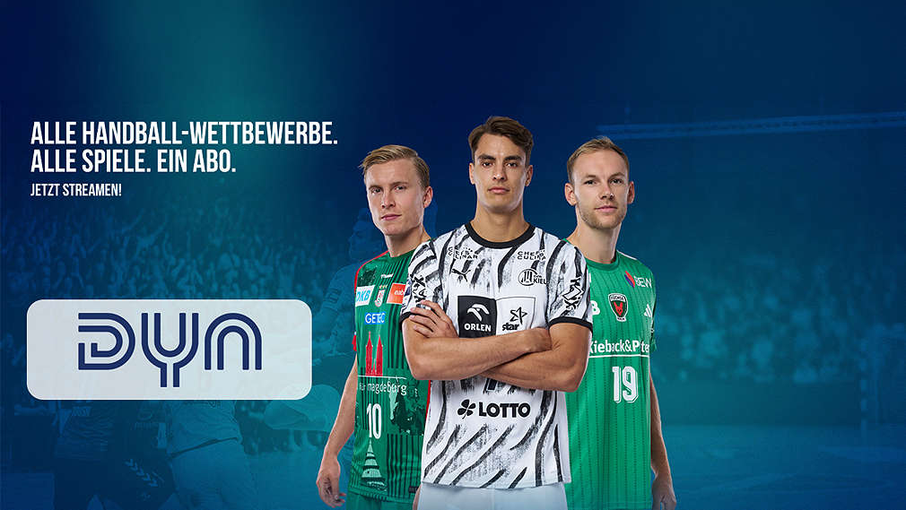Abbildung: Fußballspieler; Logo: DYN