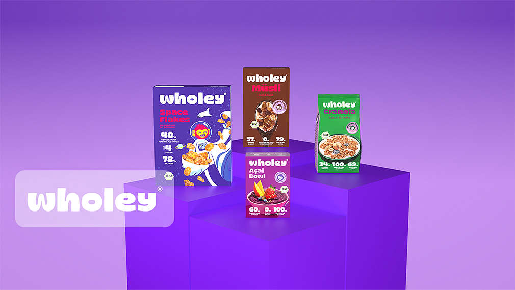 Abbildung: Versch. Produkte von Wholey; Logo: wholey