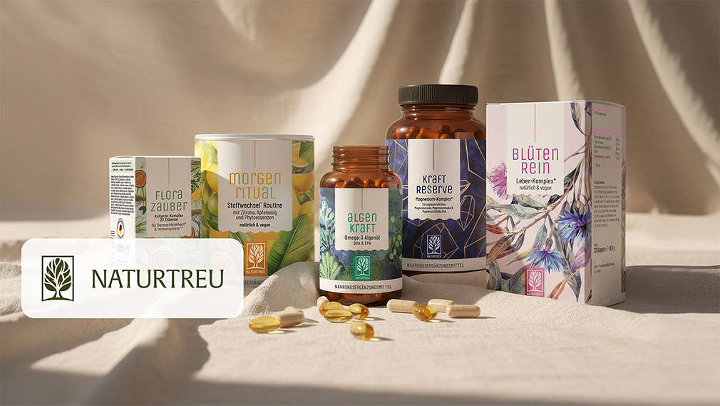 Abbildung: Nahrungsergänzungsmittel; Logo: Naturtreu