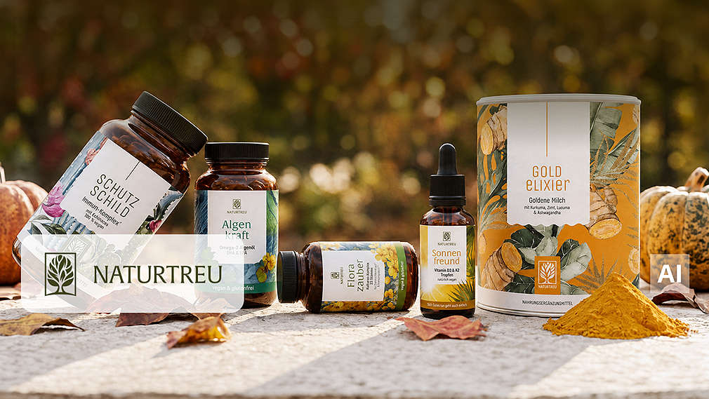 Abbildung: Verschiedene Produkte; Logo: Naturtreu