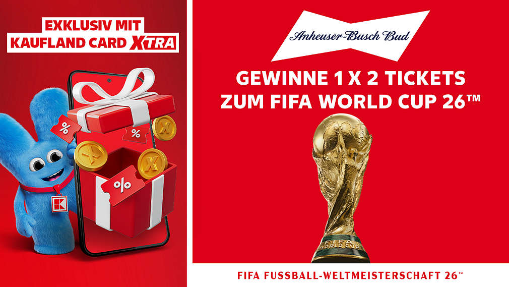 Schriftzug „Exklusiv mit Kaufland Card XTRA“; beispielhafte Abbildung des Gewinns