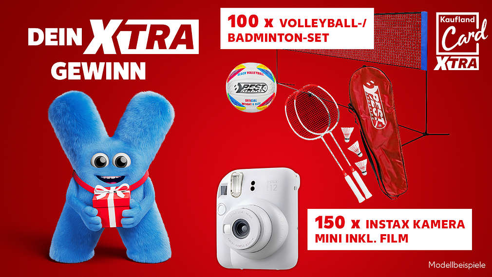 Abbildung Kaufland Card XTRA-Logo; Schriftzug „Dein XTRA Gewinn“; beispielhafte Abbildung des Gewinns
