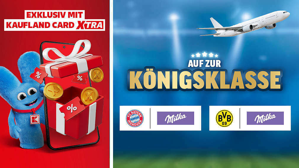 Schriftzug: Exklusiv mit Kaufland Card XTRA; beispielhafte Abbildung des Gewinns
