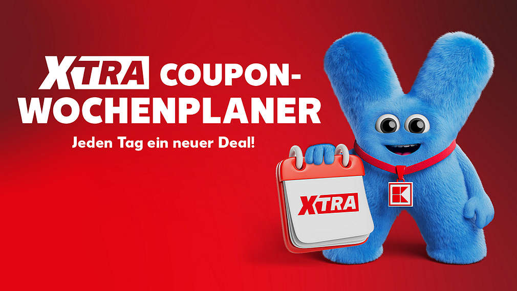 Schriftzug: XTRA Coupon-Wochenplaner; Jeden Tag ein neuer Deal!ᵏ