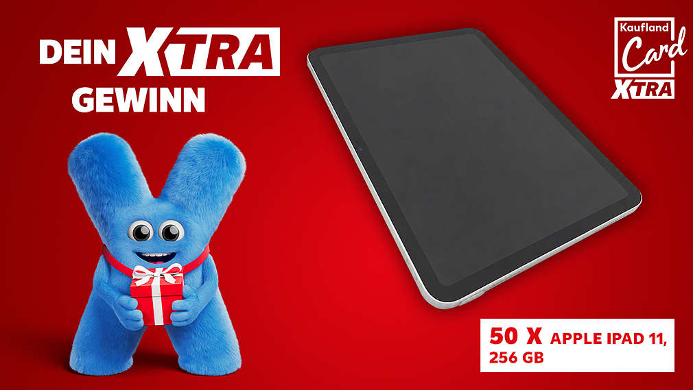 Abbildung Kaufland Card XTRA-Logo; Schriftzug „Dein XTRA Gewinn“; beispielhafte Abbildung des Gewinns