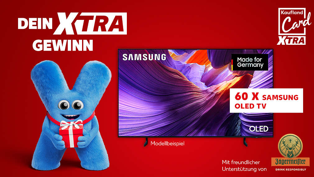 Abbildung Kaufland Card XTRA-Logo; Schriftzug „Dein XTRA Gewinn“; beispielhafte Abbildung des Gewinns