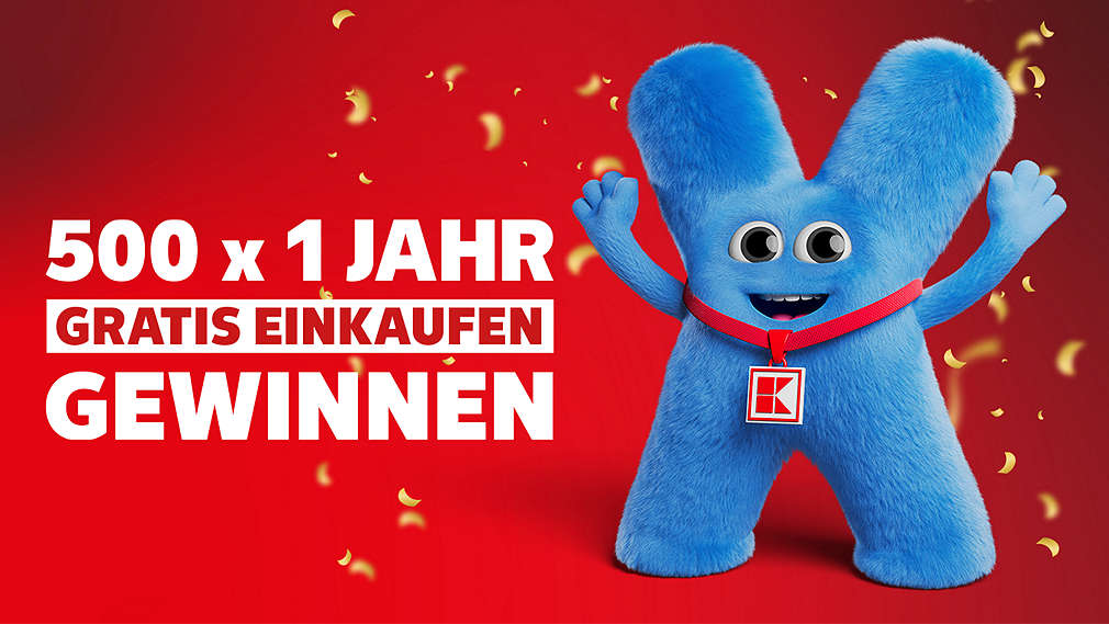 Schriftzug „500 x 1 Jahr gratis einkaufen gewinnen“