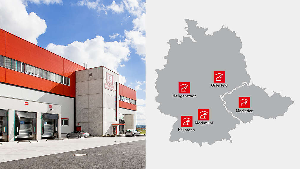 Produktionsstandort Heiligenstadt; Karte mit den verschiedenen Produktionsstandorten