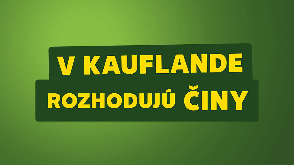 Logo: V Kauflande rozhodujú činy (pozadie s rôznymi odtieňmi zelenej)