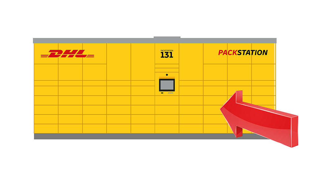Abbildung: DHL Packstation mit Pfeilsymbol