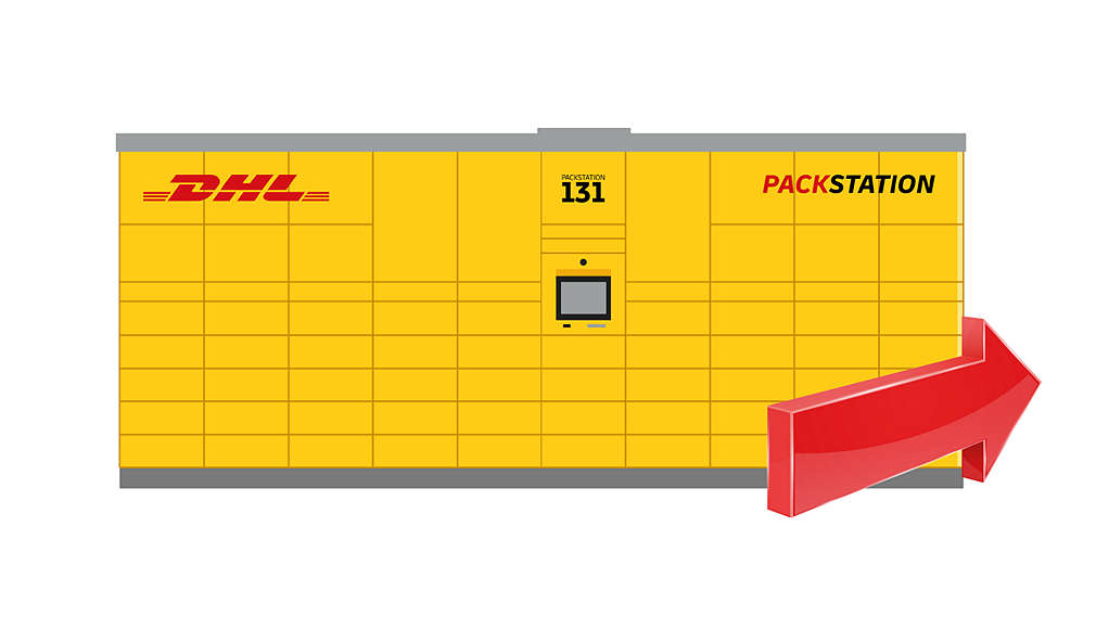 Abbildung: DHL Packstation mit Pfeilsymbol