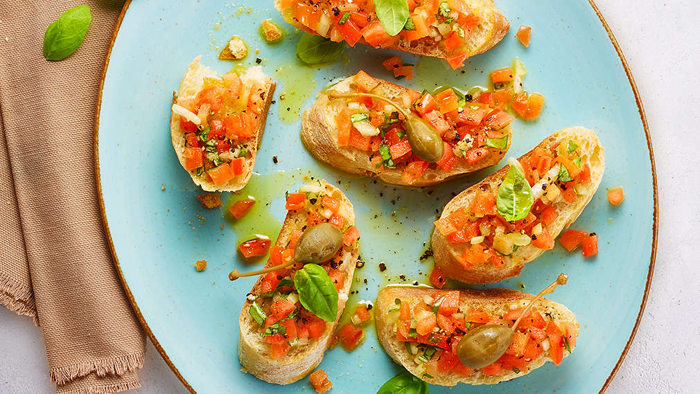 Abbildung des Rezepts: Bruschetta mit Tomaten und Olivenöl