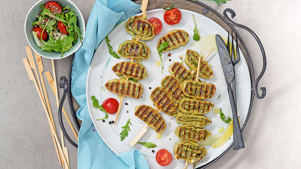 Julia von @mamiblock; Maultaschen auf Kontaktgrill