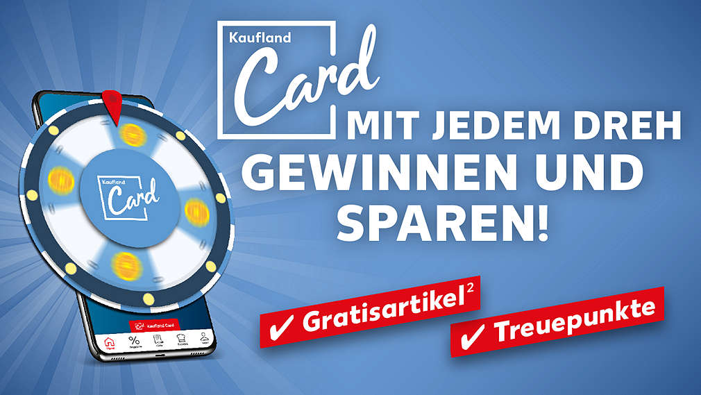 Logo und Schriftzug: MIT JEDEM DREH GEWINNEN UND SPAREN!, GRATISARTIKEL¹, TREUEPUNKTE