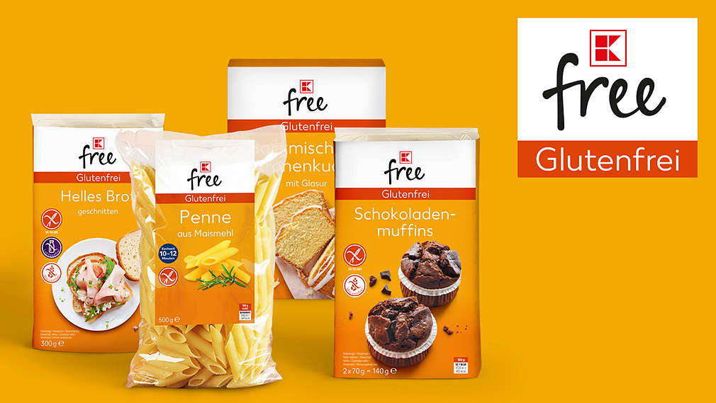 Produktrange K-FREE GLUTENFREI; Logo: K-FREE GLUTENFREI