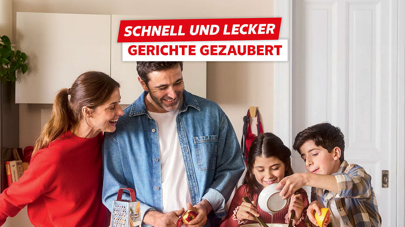Schriftzug: Schnell und lecker Gerichte gezaubert