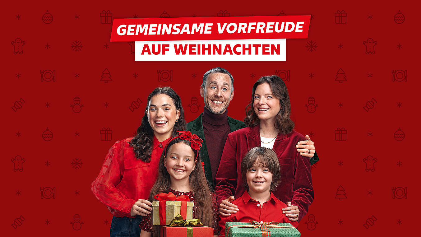 Schriftzug: Gemeinsame Vorfreude auf Weihnachten