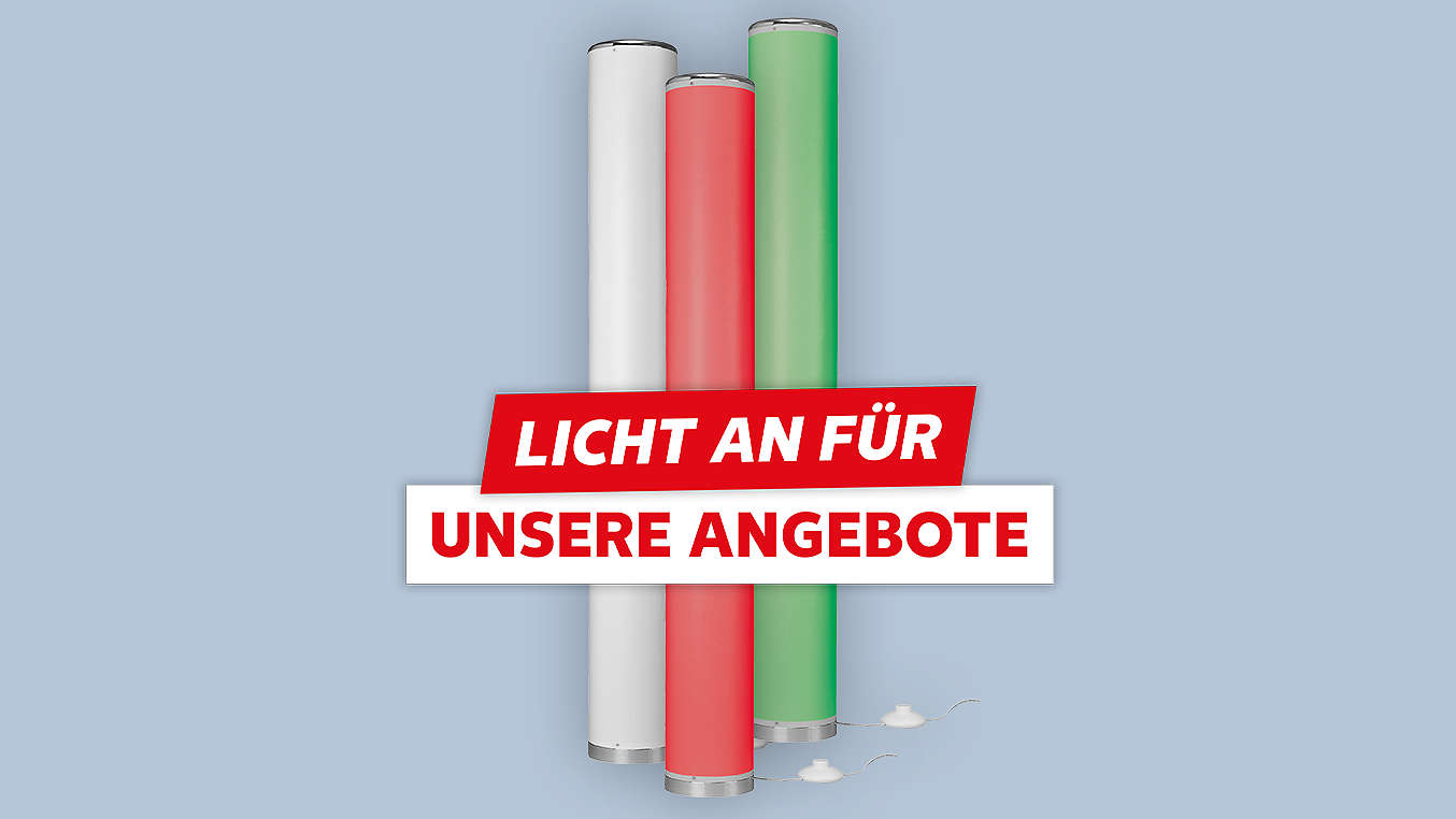 Schriftzug: Licht an für unsere Angebote
