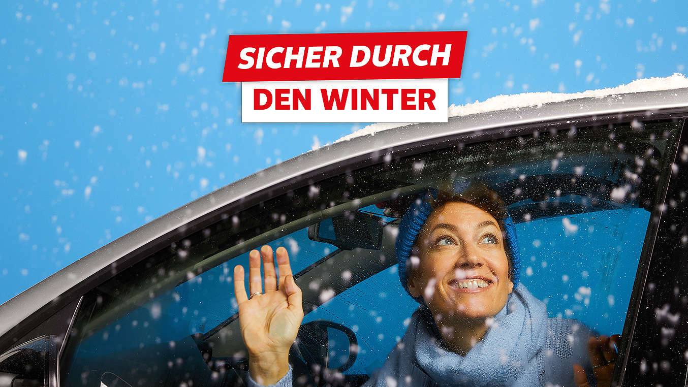 Schriftzug: Sicher durch den Winter