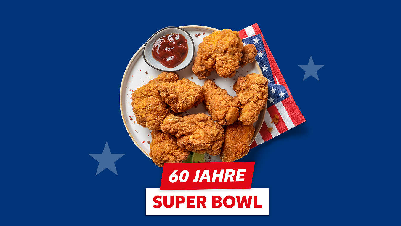 Schriftzug: 60 Jahre Super Bowl