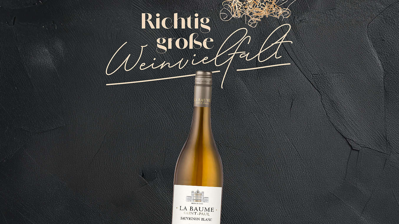 Schriftzug: Richtig große Weinvielfalt