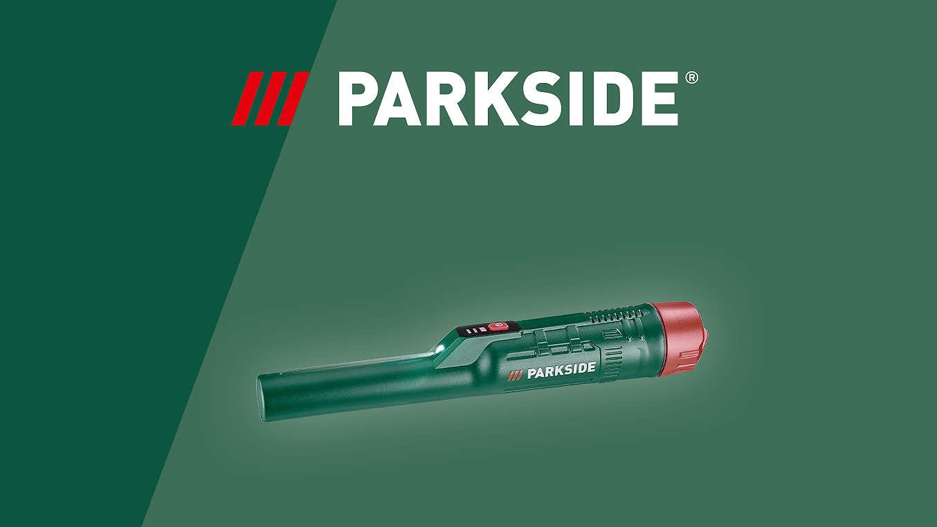 Logo: PARKSIDE; Abbildung: Akku-Metalldetektor »PTMD«