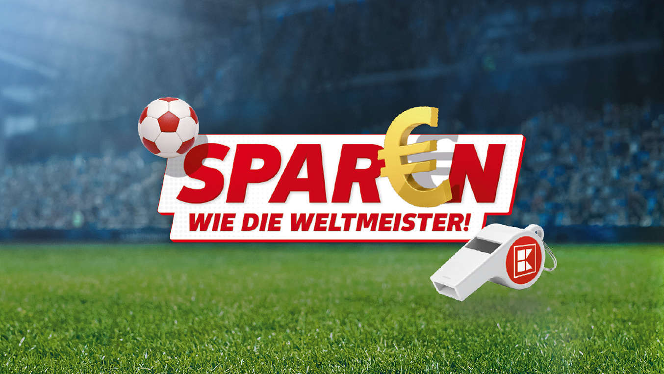 Schriftzug: Sparen wie die Weltmeister