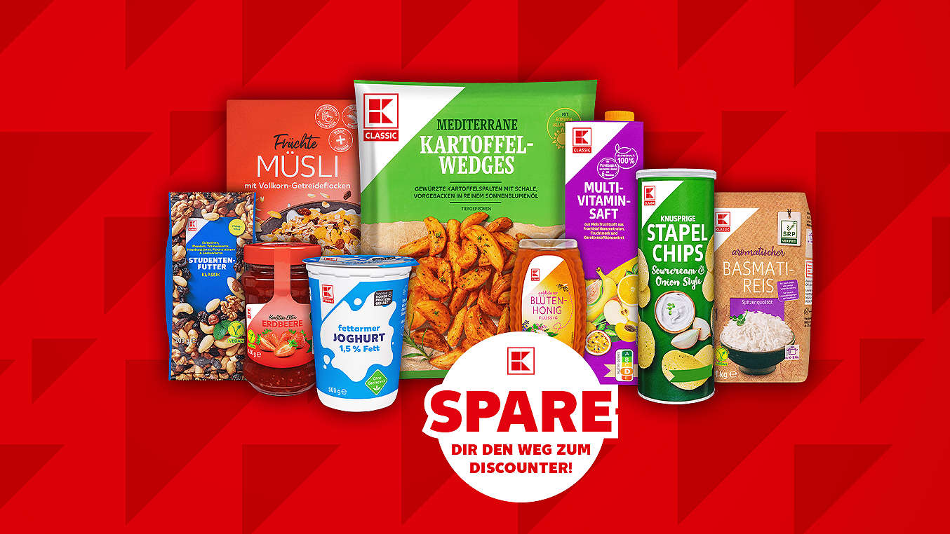 Schriftzug: Spare dir den Weg zum Discounter