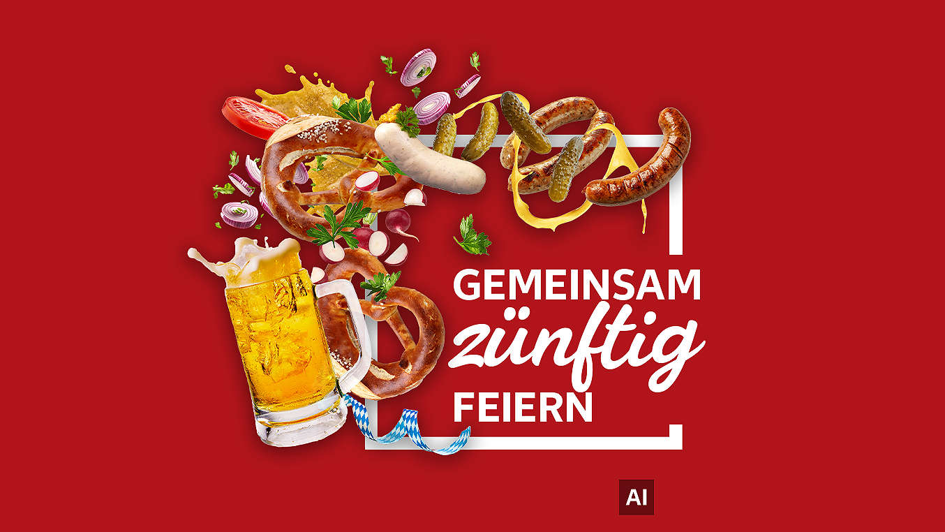 Schriftzug: Gemeinsam zünftig feiern