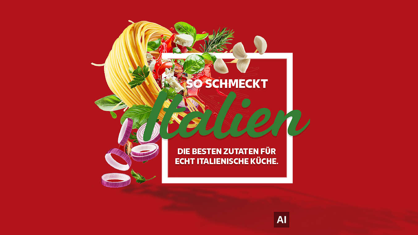 Schriftzug: So schmeckt Italien