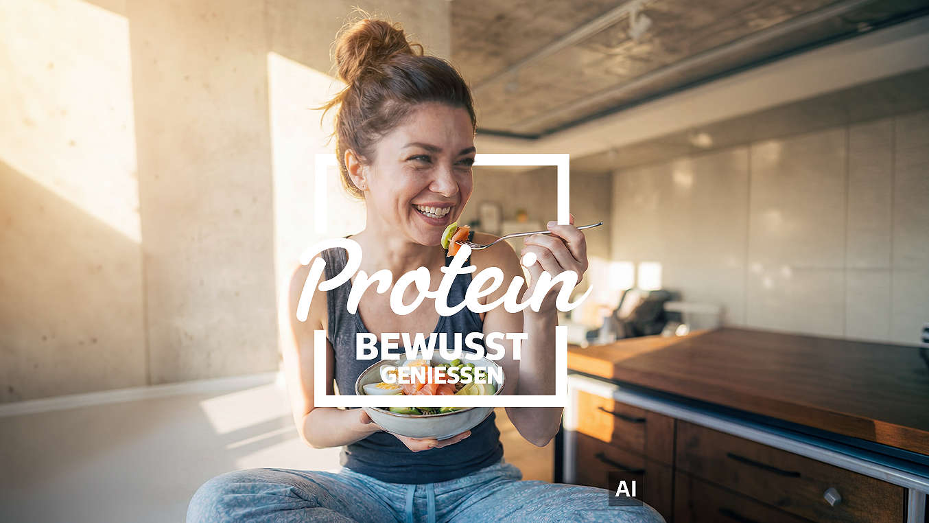 Schriftzug: Protein bewusst genießen
