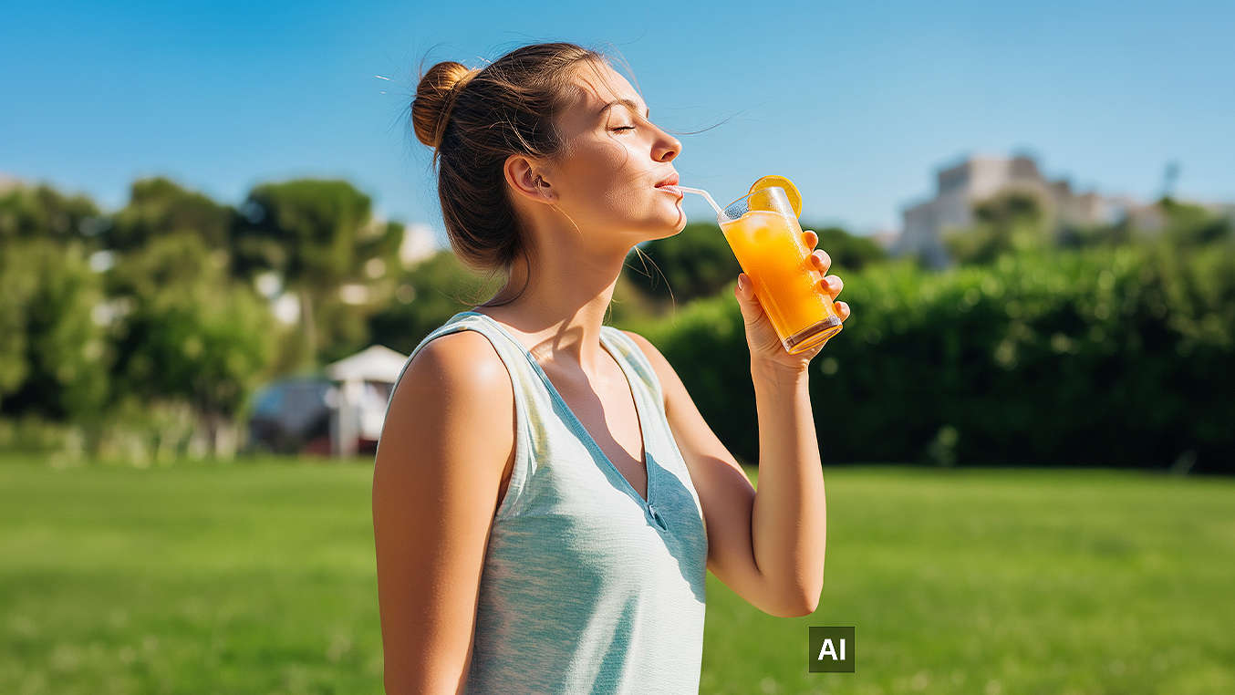 Frau trinkt Saft