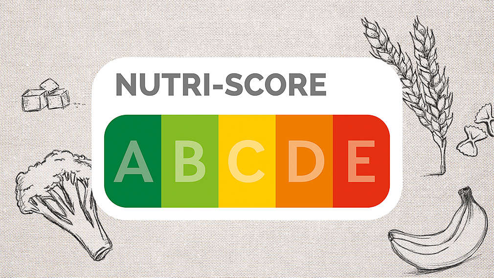 Nutri-Score-Logo auf Holzhintergrund