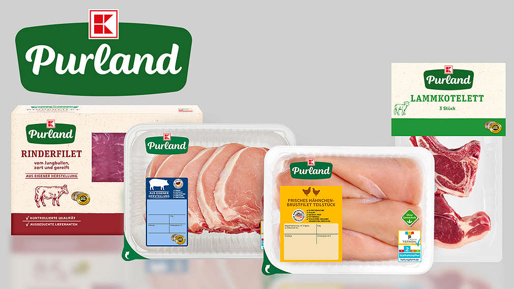 Verschiedene Artikel von K-Purland; Logo: K-PURLAND Qualitätsfleisch