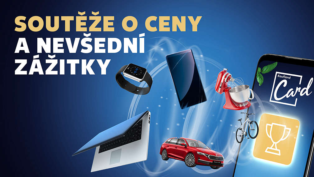 Kaufland Card soutěže, výhry, mobil, aplikace, hodinky, notebook, kolo