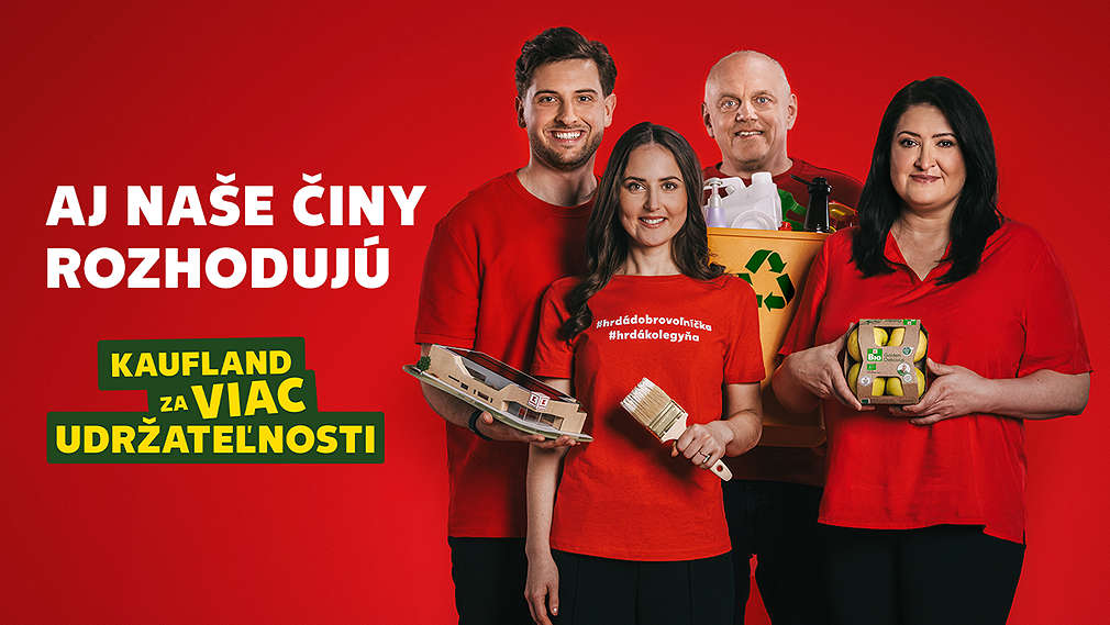 Štyria zamestnanci Kauflandu symbolizujú angažovanosť v témach z oblasti trvalej udržateľnosti
