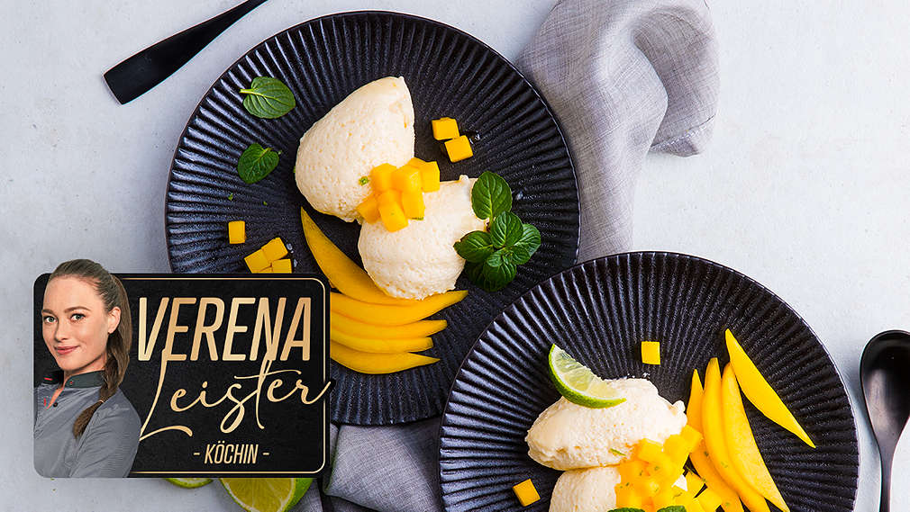 Biermousse auf Mango-Limettenragout