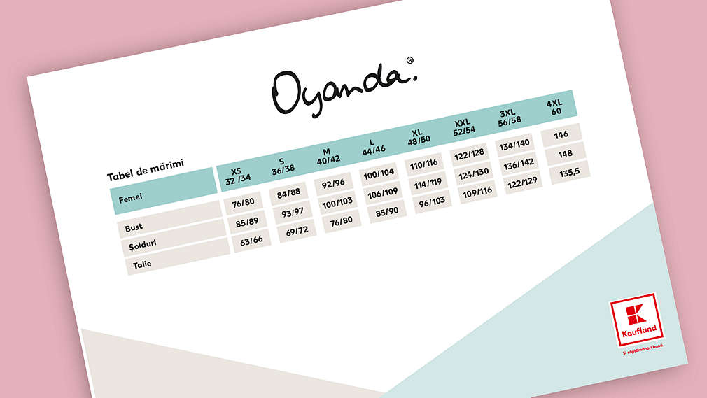 Tabelul de mărimi pentru produsele Oyanda