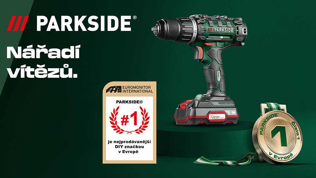 logo Parkside a vrtačka, medaile prvního místa