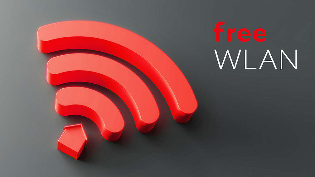 Červený znak pro Wi-Fi zdarma na tmavém pozadí