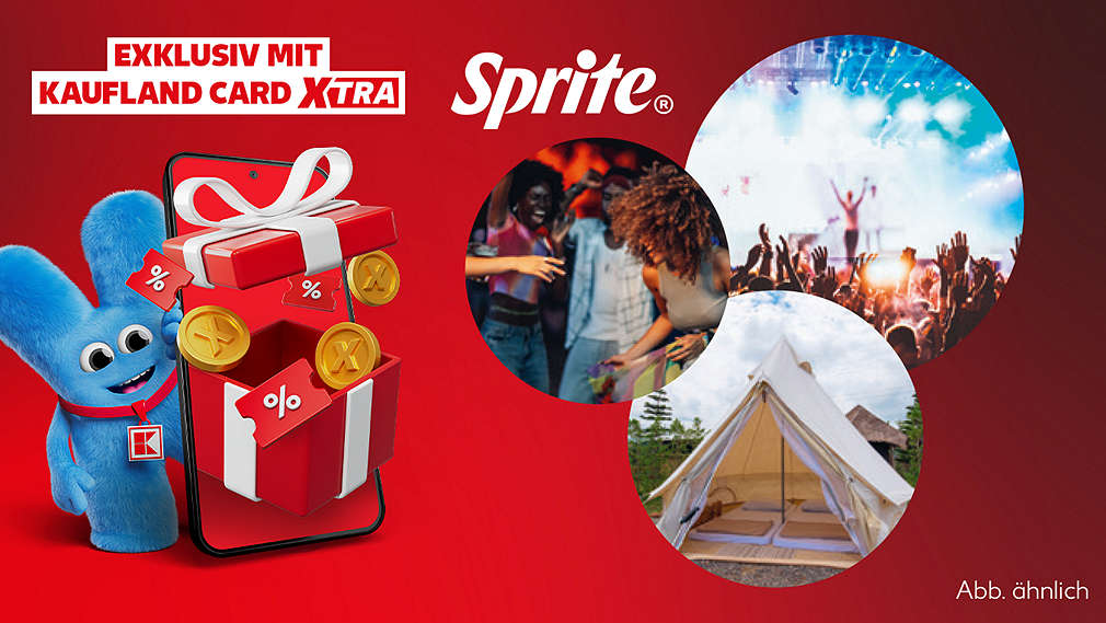 Abbildung Kaufland Card XTRA-Logo; Schriftzug „Dein XTRA Gewinn“; beispielhafte Abbildung des Gewinns