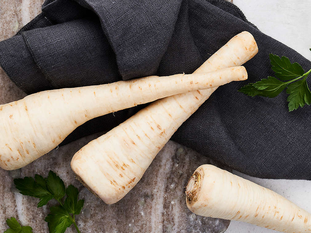 Frische Petersilienwurzel in der Detailansicht