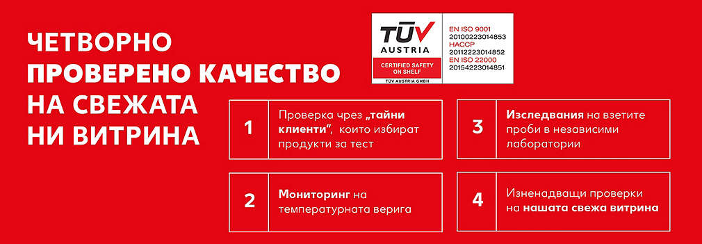 Продукти от витрина с обслужване със сертифицирано качество