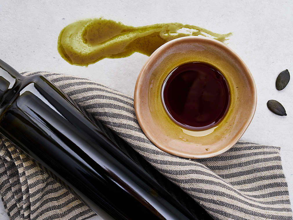 Kürbiskernöl in der Detailansicht